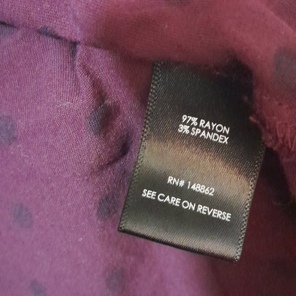 Torrid Fit Flare Stretch Challis Button Front Tank Burgundy Black Polka Dots 2X - Picture 7 of 7